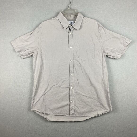 No Nationality NN07 Shirt XL Men Beige Linen Blend Short Sleeve Casual Button - Picture 1 of 9